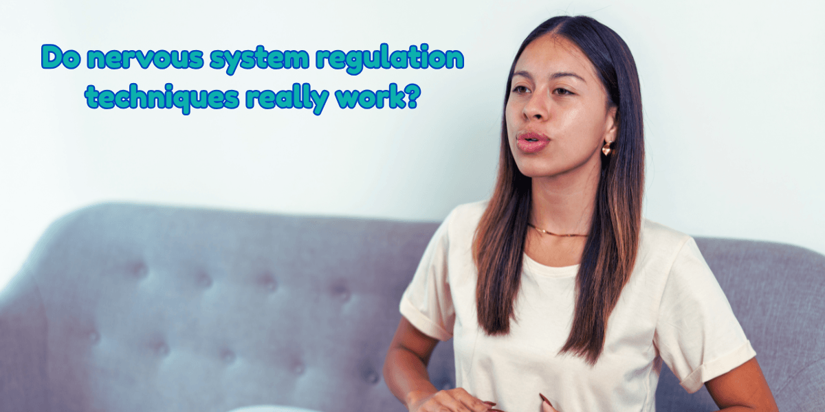 a picture of a woman doing calming techniques for nervous system regulation
